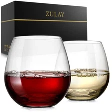 Zulay Stemless Wine Glasses Set