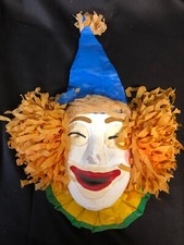 Vintage Large Paper Mache Clown Face Mask Made by Silvestri