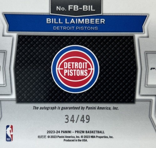 🔥Mint 2023-24 Panini Prizm Bill Laimbeer Auto Blue Disco /49 Fast Break  HOF🔥 - Imagen 6 de 7