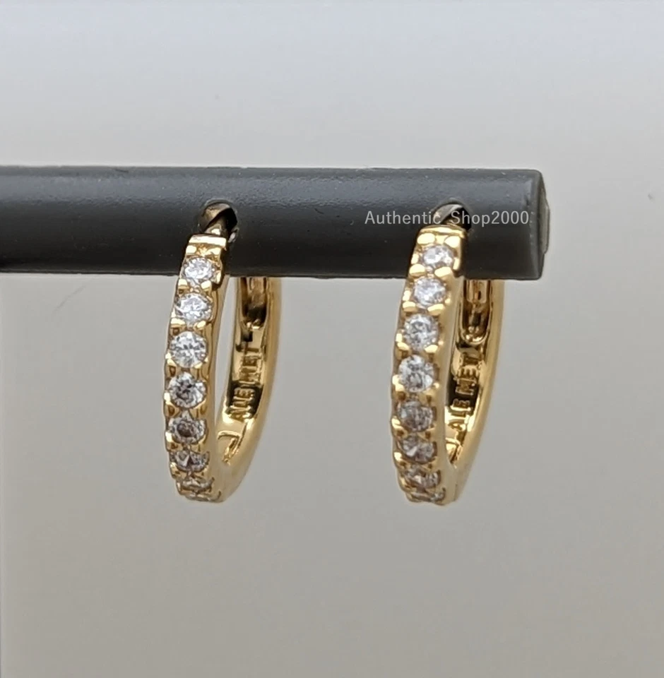 NUEVO 100% Auténtico PANDORA 14K Oro Pla Brillante Huggie Aro Pendientes 263015C01 Foto 3 de 4