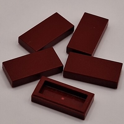 Lego 5 Dark Red Tile Flat Smooth 1 x 2 Stud Pieces 3069
