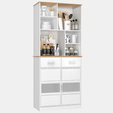 72" Tall Kitchen Pantry Storage Cabinet with Doors & Shelves & 2 Drawers Freesta
