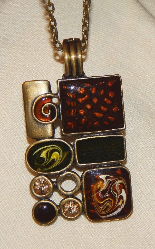 Handsome Rectangular Brasstone Caramel Ambertone … - image 1