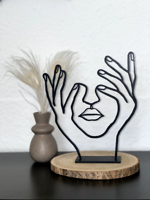 Handgefertigte Drahtskulptur    Hand Face  Line-Art   3D-gedruckt