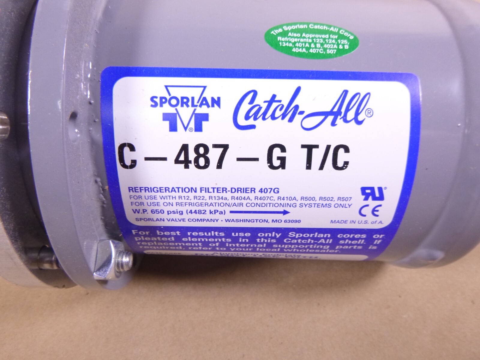Sporlan C-487-G T/C Liquid Line Replaceable Core Filter-drier 7/8" Solder 650Psi