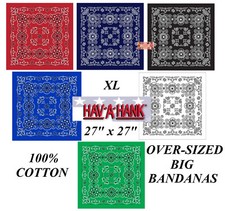 Hav-A-Hank XL BIG OVER-SIZED PAISLEY 27"BANDANA Face Mask Head Wrap Scarf Cover