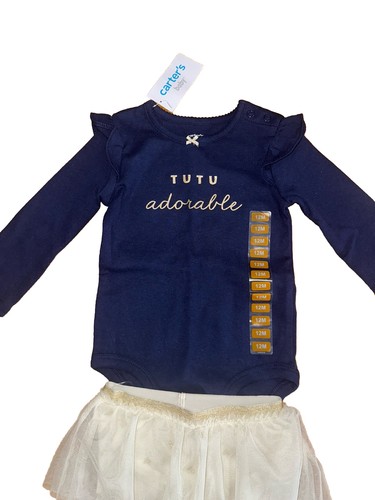 Carter’s Baby Girl Navy Long Sleeves TUTU Adorable Top Skirt Pants Set 12 Months - Bild 4 von 8