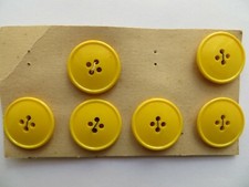 1960s Vintage Med Unisex 4-Hole 'Mango' Yellow Coat Jacket Dress Buttons-23mm