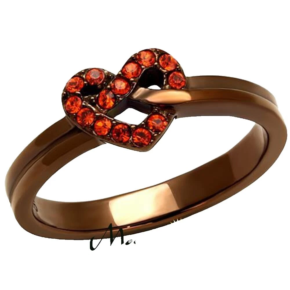 Anillos de moda banda de acero inoxidable marrón