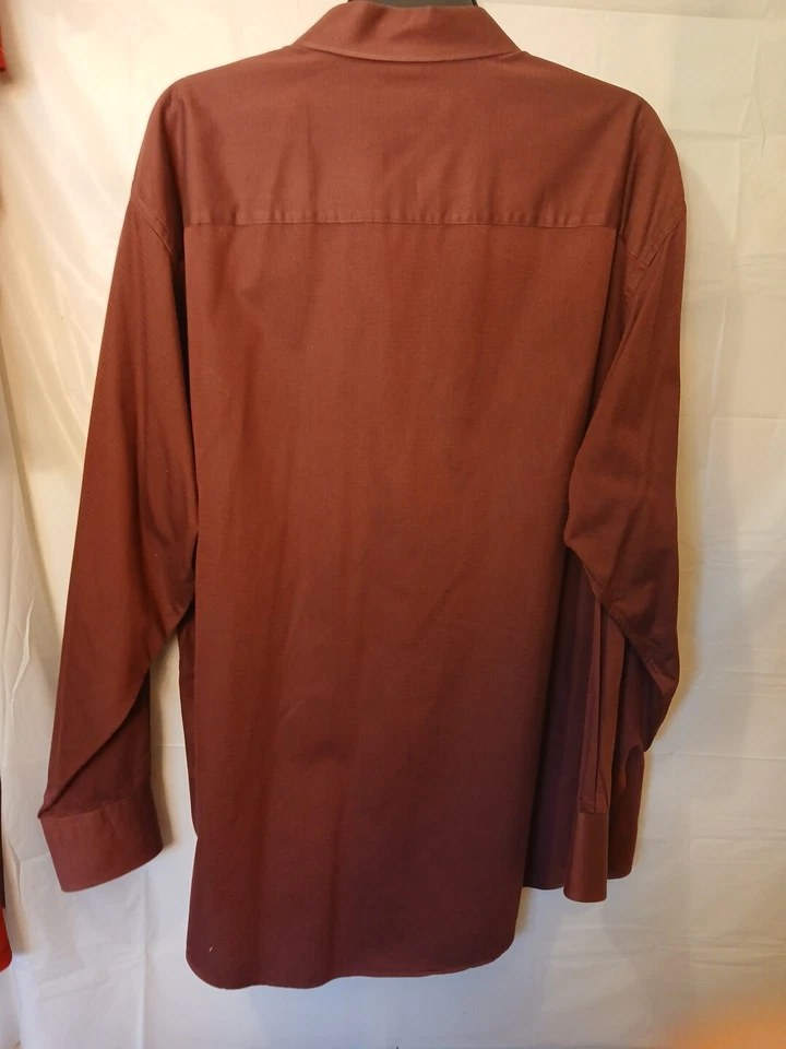 Camisa de vestir Kenneth Cole New York para hombre L grande 16 borgoña manga larga abotonada Foto 3 de 4