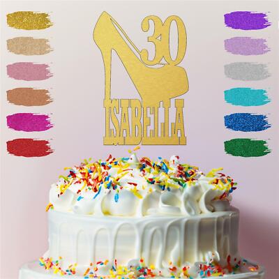 Personalisierte High Heel Schuhe Torte Glitzer Topper Geburtstag Party Alter Name individuell