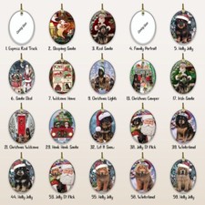 Tibetan Mastiff Dog Oval Glass Christmas Hanging Ornaments X-mas Tree Decoration