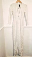 AQ/AQ Womens Dress White Size UK 4 Patsy Maxi Deep V Front Back Split Event