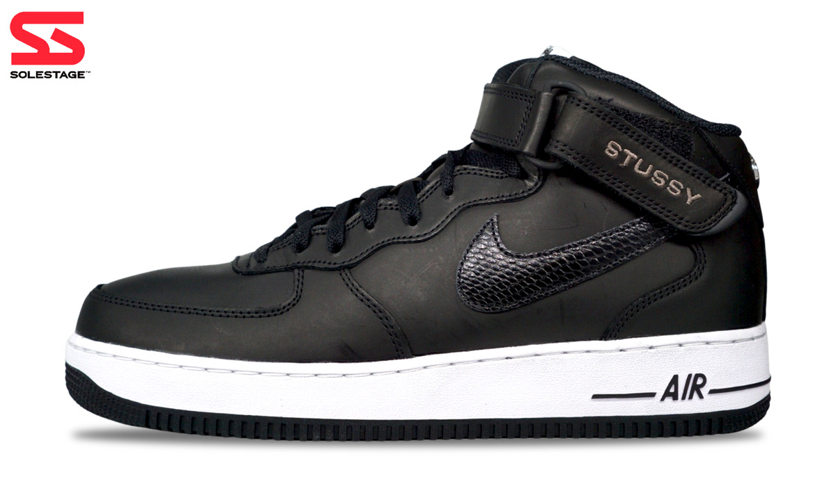 Nike Air Force 1 Mid x Stussy Black Snakeskin 2022 (DJ7840-001