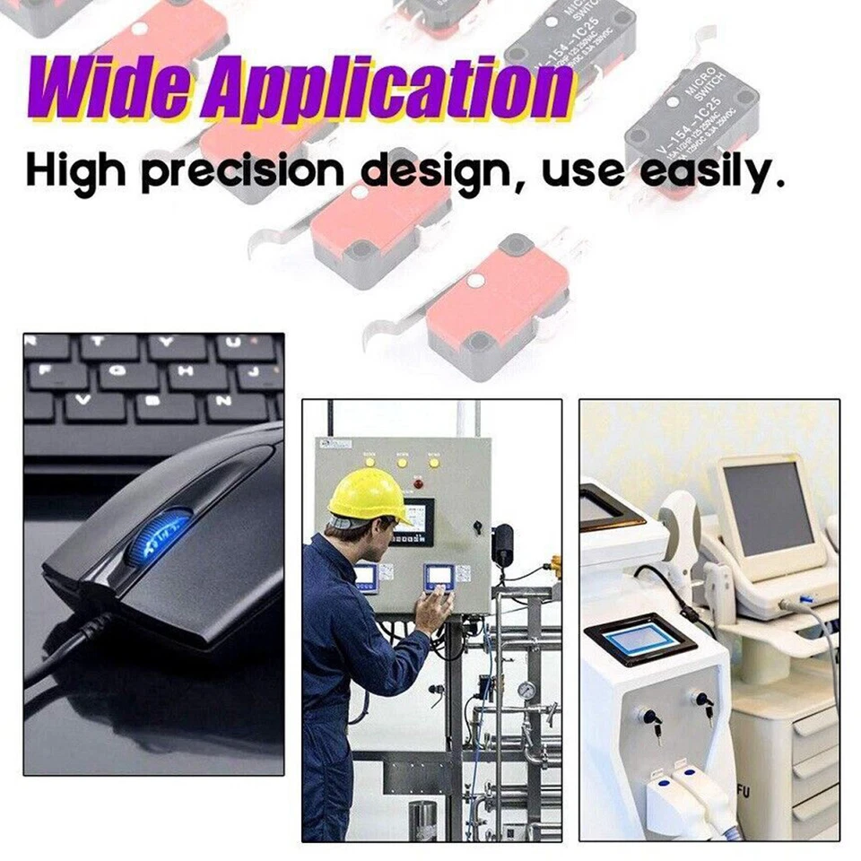 V-156-1C25 Limit Micro Switch Long Straight Hinge Roller Momentary SPDT 10-50PCS - Image 4 of 4