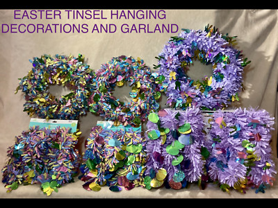 Easter Tinsel Decorations New Wreaths Garland for Doors walls, etc Reusable