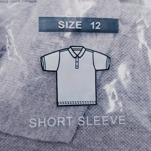 Kids University Youth Unisex Pique Polo Shirt Size 12 Gray Short Sleeve Uniform - Picture 2 of 4