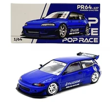 Pop Race 1:64 Honda Civic (EG6) Pandem Hatchback Blue Diecast Model Car PR640127