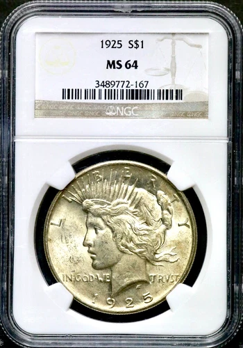 1925 Peace Silver One $1 Dollar - NGC MS 64   CC555