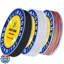 JULIMAIDONG 3 Rolls 1.0 mm 495 Feet Rainbow/White/Black Elastic Bracelet Stre