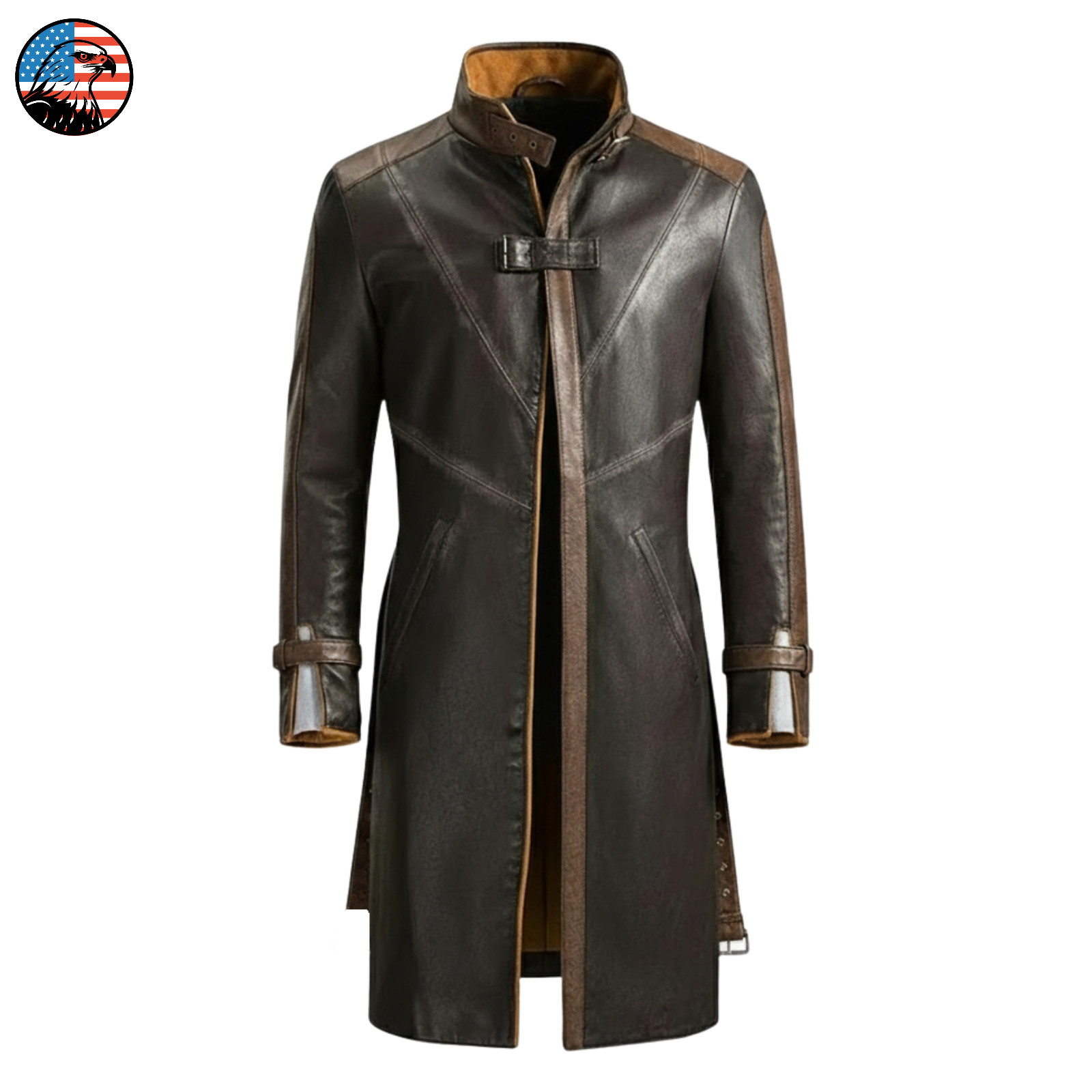 Coat Jacket Pearce Aiden Brown Trench Watch Long Men's Leather Real Dogs Cosplay - vintagewatches.pk