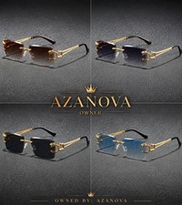 Luxury Rimless Square Sunglasses Retro Streetwear Fashion Glasses for Men Women
