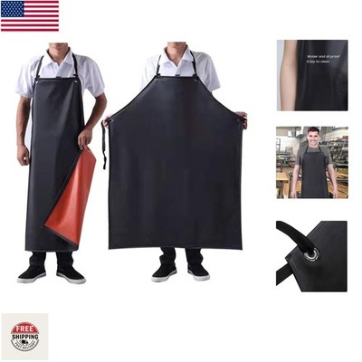 Waterproof Rubber Vinyl Apron 43''X29'' for Dishwashing Lab Work Heavy Duty Black