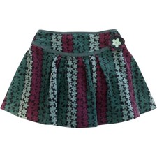 Gymboree Skort Girls 6 Teal Purple Floral Corduroy Pleated Flower Y2K 2005