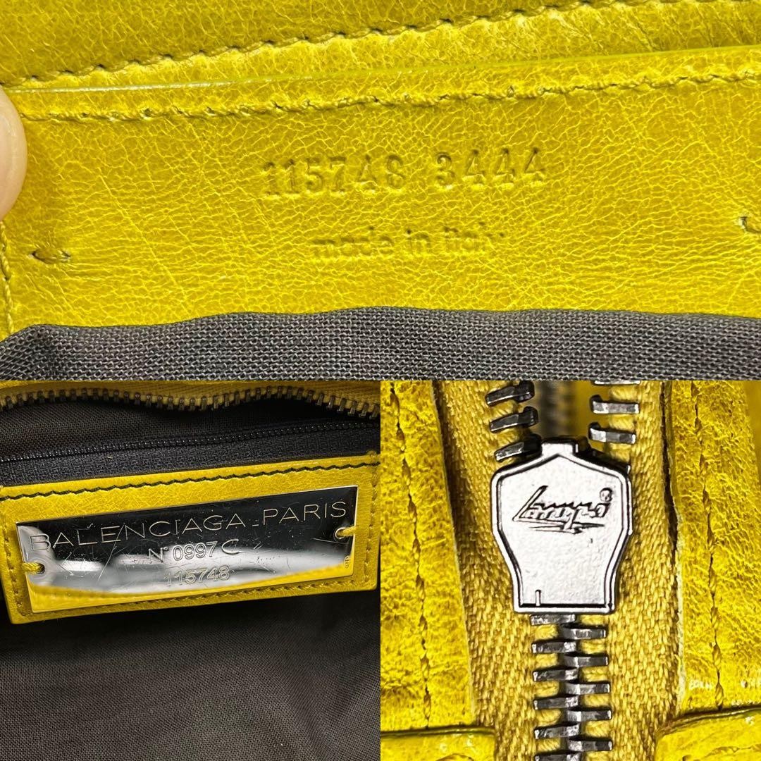 BALENCIAGA Classic City Shoulder Handbag 2Way Yellow Leather 115748 Authe