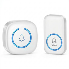 Sonnette Carillon de Porte + Récepteur Sans Fil Portée de 300m Blanc