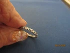 VINTAGE STERLING SILVER ALTERNATING TINY CLEAR & BLUE STONE ADJUSTABLE  RING