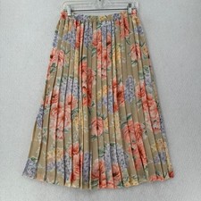 Vintage Alfred Dunner Pleated Skirt 14 Knee Pastel Floral 90's Romantic Peach