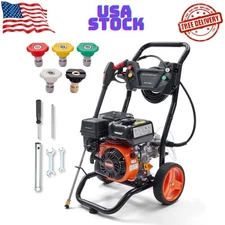 3400 PSI 2.6 GPM Gas Pressure Washer w/26 ft High Pressure Hose 5 Nozzles Gas...