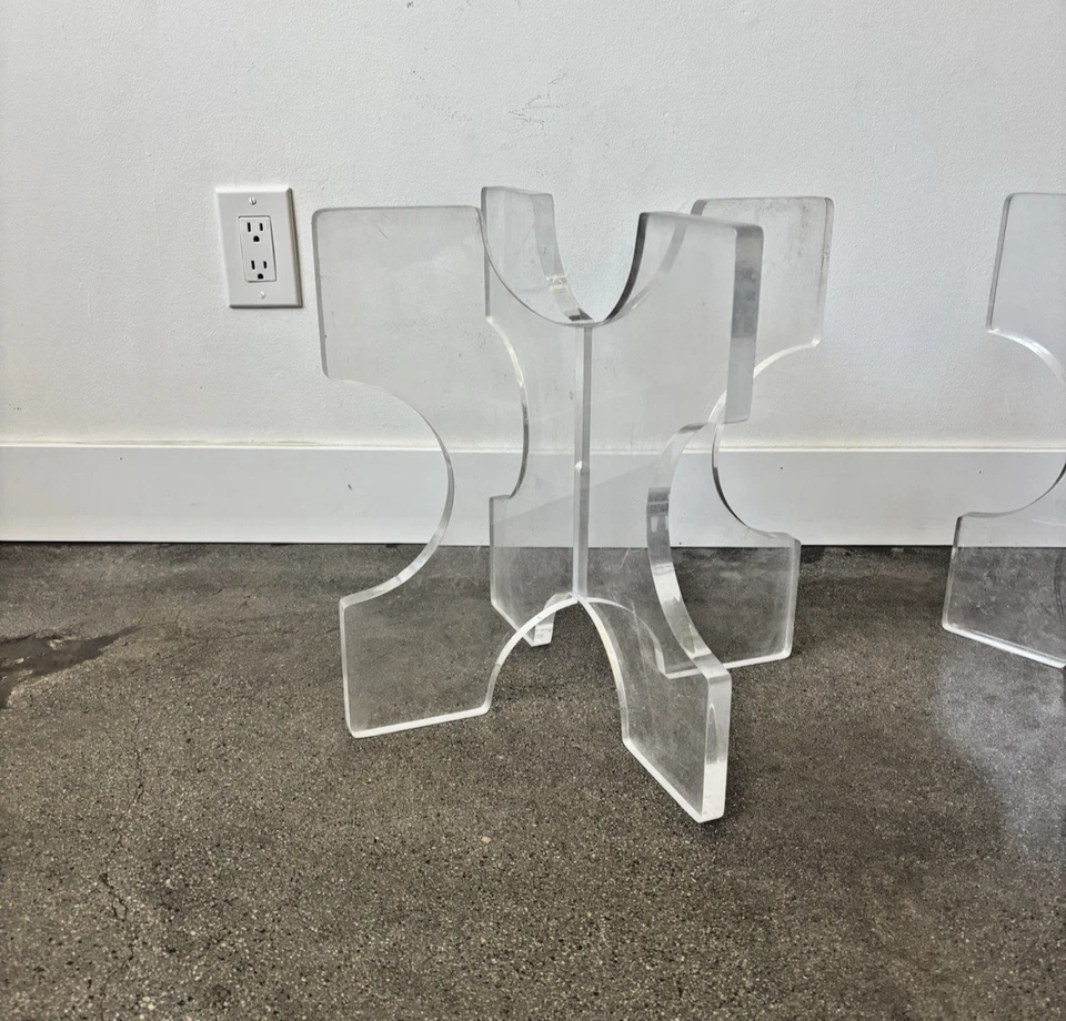 2 - Base de mesa auxiliar o mesa de centro lucite moderna vintage de mediados de siglo Foto 2 de 4