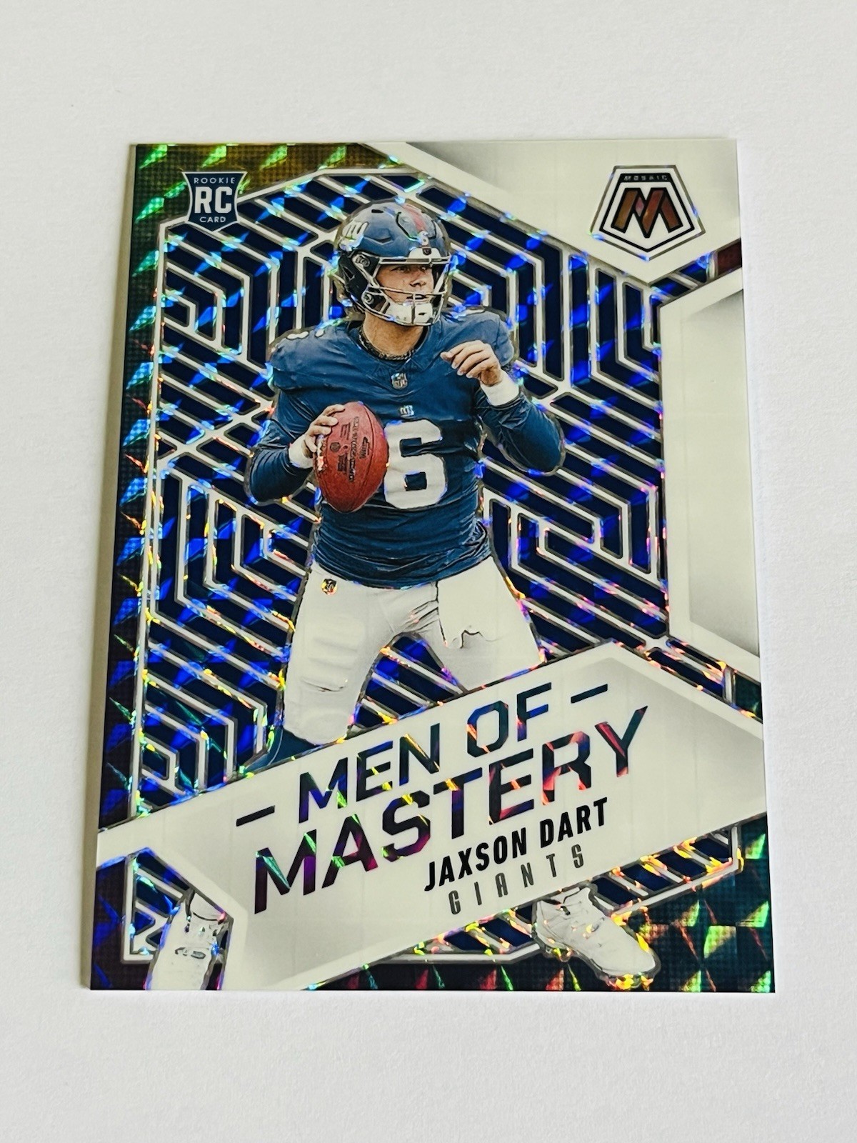 2025 Mosaic Jaxson Dart Blue Prizm /99 Men Of Mastery Rookie RC Giants