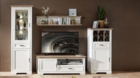 Wohnwand Anbauwand Wohnzimmer 2 Jasmin Weiß Undl Artisan Eiche Mit Led 299Cm