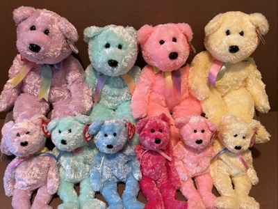 Rare Complete Set of 10 Ty Beanie Babies/Buddy Sherbet Bears 2002-2003 MWMT