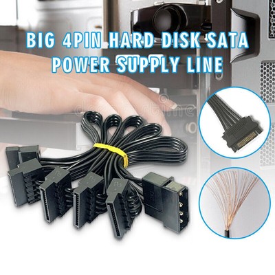 Für PC Festplatten Netzteil Splitter Kabel Stromkabel SATA 4Pin 1 bis 5 IDE Y0P2