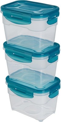 Amazon Basics Air-Locked Leak-Proof, Stackable & Airtight Containers - Pack of 3