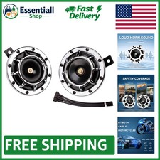 12V Super Loud Metal Car Horns with Protective Grill - 125dB Universal Fit