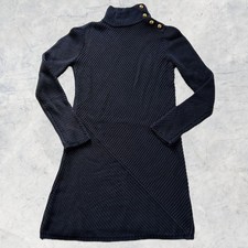 Tory Burch Brodie Tunic Sweater Dress Navy Blue Turtleneck Long Sleeve - Size XS