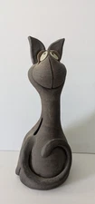 Vintage 1970s Signed Harting Studio Pottery Cat Coin Bank 14" Large Durpy Whimsy