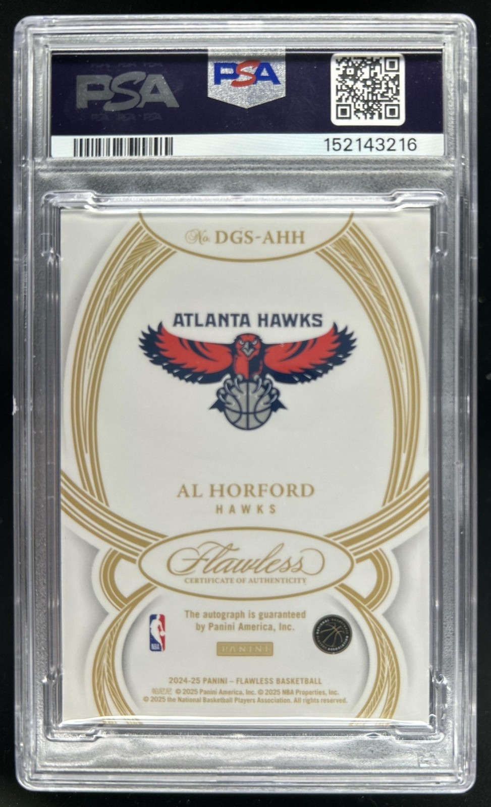 2024-25 Panini Flawless Al Horford Draft Gem Signatures Gold Auto #/10 PSA 9 view 2