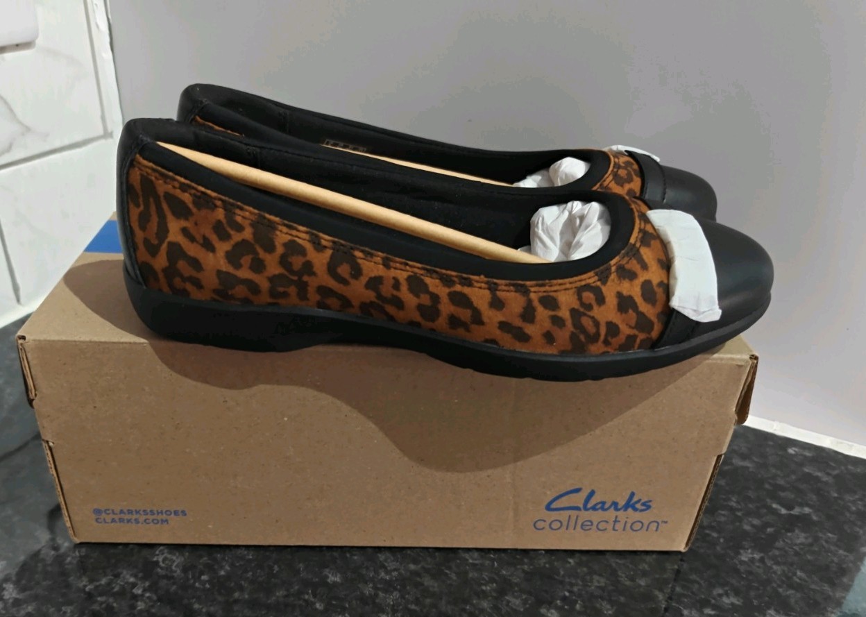 Clarks Women's-Meadow Rose, Leopard Print. UK 6E, US 8.5W, EU 39.5 (Wide Width) image 5