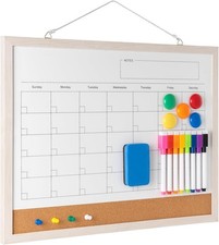 Dry Erase Calendar Whiteboard 17" x 13" Magnetic Whiteboard Cork Board Combo