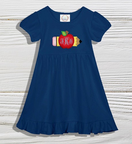 Kindergarten dress, School girl dress, Personalized Back to school dress, Apple - Picture 2 of 4