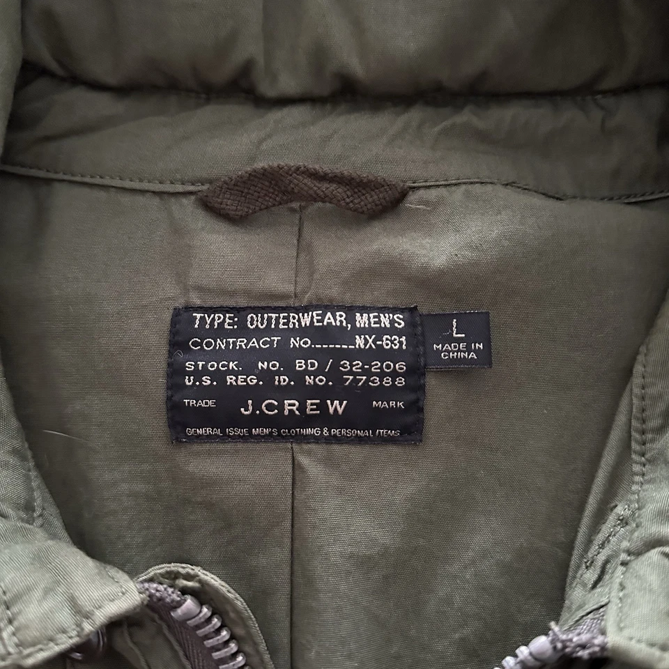 J. Crew NX-631 M65 Military Mechanic Field Jacket Mens L Hooded Olive Moss - Image 3 of 4