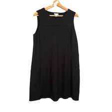 J. Jill Black Ponte Knit Sleeveless Shift Dress Petite Large