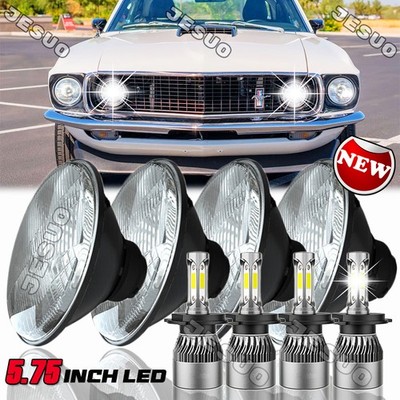4pcs 5.75'' 5-3/4 LED Headlight Hi/Lo Sealed Beam Projector for Ford Mustang 1969