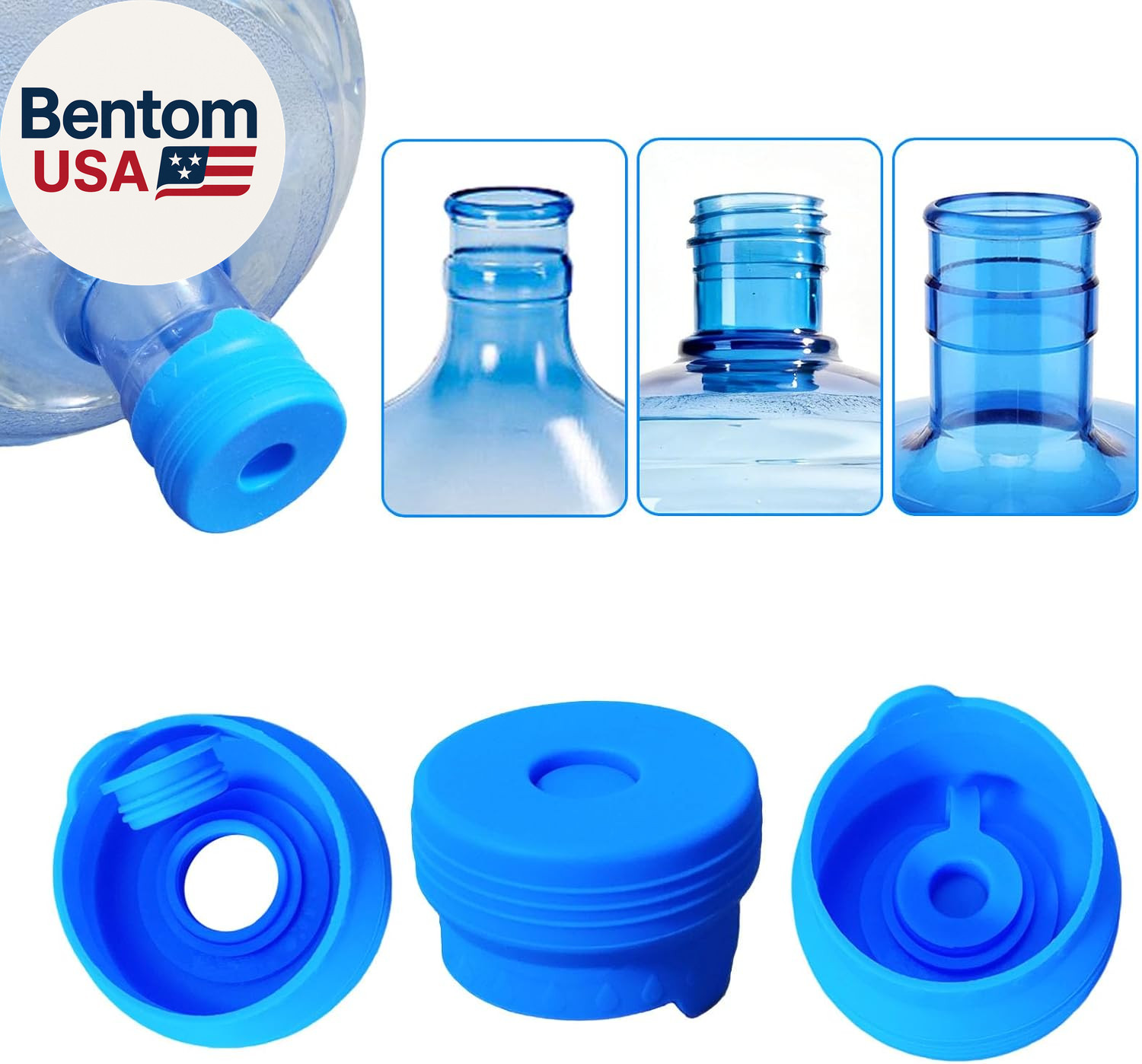 3 Pack 3 and 5 Gallon Water Jug Cap, Upgrade Silicone Reusab